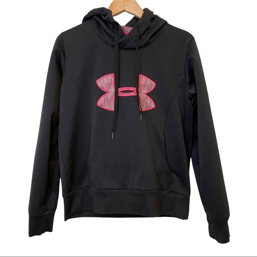UA Under Armour Black Coldgear Hoodie Sweatshirt Semi-fitted Medium